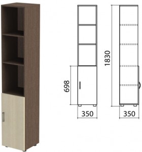 Шкаф полузакрытый &quot;Канц&quot;, 350х350х1830 мм, цвет венге/дуб молочный (КОМПЛЕКТ)