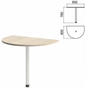 Стол приставной полукруг &quot;Арго&quot;, 850х600х760 мм, ясень шимо/опора хром (КОМПЛЕКТ)