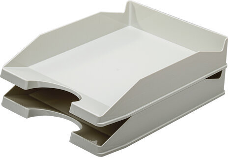 Лоток горизонтальный для бумаг КОМПЛЕКТ 2 шт., BRAUBERG "Modern", 346х254х61 мм, серый, 238025
