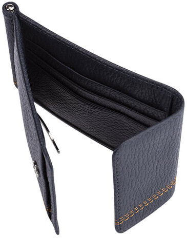 Зажим для купюр FABULA "Brooklyn", натуральная кожа, контрастная отстрочка, 86х126 мм, синий, Z.12.BR