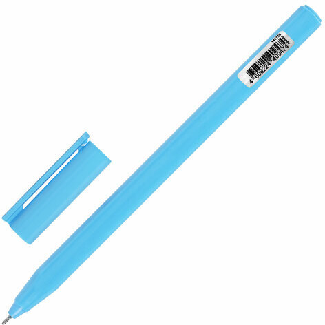 Ручка шариковая BRAUBERG TRIOS BLUE, СИНЯЯ, трехгранная, корпус голубой, игольчатый узел 0,7 мм, линия 0,5 мм, 144158