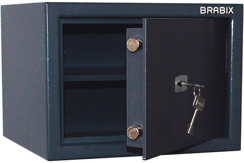 Сейф BRABIX "КМ-260", 260х360х290 мм, 13 кг, ключевой замок + полка, крепление к стене, 291165
