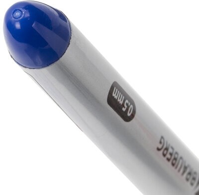 Ручка-роллер BRAUBERG "Control", СИНЯЯ, корпус серебристый, узел 0,5 мм, линия письма 0,3 мм, 141554