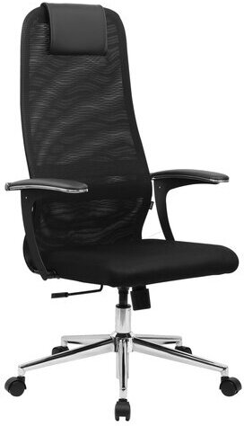 Кресло BRABIX PREMIUM &quot;Ultimate EX-801&quot; хром, плотная двойная сетка Х2, черное, 532917