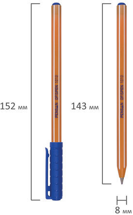 Ручка шариковая масляная PENSAN Officepen 1010, СИНЯЯ, корпус оранжевый, 1 мм, линия 0,8 мм, 1010/60
