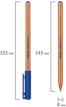 Ручка шариковая масляная PENSAN Officepen 1010, СИНЯЯ, корпус оранжевый, 1 мм, линия 0,8 мм, 1010/60