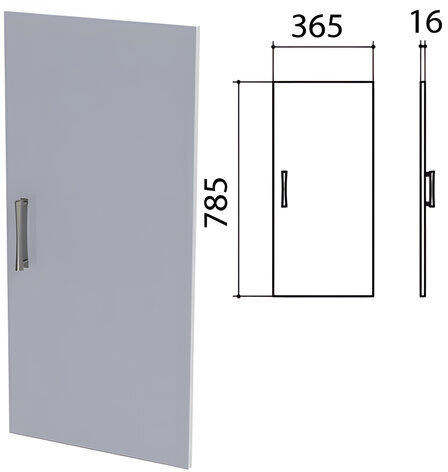 Дверь ЛДСП низкая "Монолит", 365х16х785 мм, цвет серый, ДМ41.11