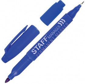 Маркер перманентный двусторонний STAFF &quot;Manager&quot; PM-625, СИНИЙ, наконечники 0,8 мм/2,2 мм, 151626