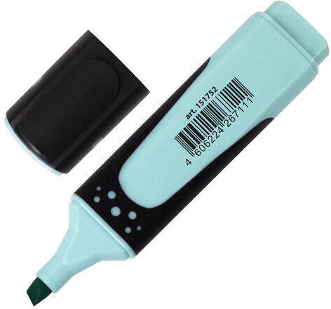 Текстовыделитель BRAUBERG "SUPER PASTEL", БИРЮЗОВЫЙ, прорезиненный корпус, линия 1-5 мм, 151752
