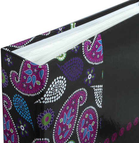 Фотоальбом BRAUBERG на 200 фотографий 10х15 см, твердая обложка, "Пейсли", черный с розовым, 390668