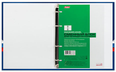 Тетрадь на кольцах БОЛЬШОГО ФОРМАТА (225х300 мм) А4, 160 л., обложка ламинированный картон, клетка, HATBER, "Россия", 160ТК4В1, T222294