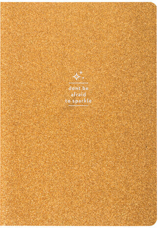 Тетрадь 48 л. в клетку обложка кожзам с блестками, сшивка, A5 (147х210мм), ЗОЛОТОЙ, BRAUBERG SPARKLE, 403851