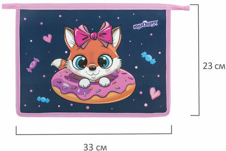 Папка для тетрадей ЮНЛАНДИЯ А4, 1 отделение, пластик, на молнии, "Donut worry", 272136