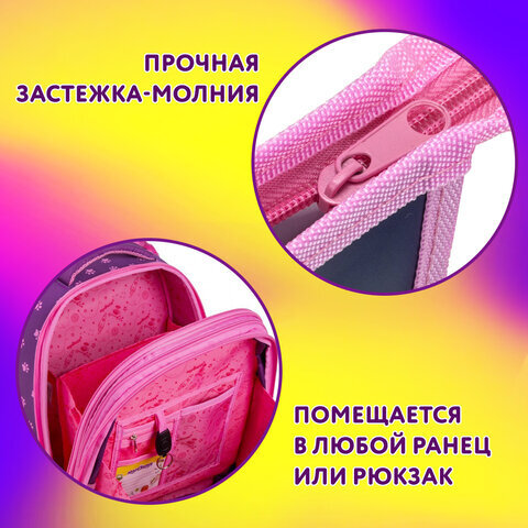 Папка для тетрадей ЮНЛАНДИЯ А4, 1 отделение, пластик, на молнии, "Donut worry", 272136