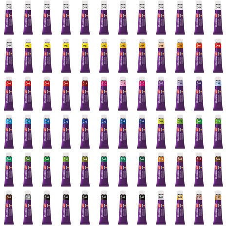 Краски акриловые художественные, НАБОР 72 штуки, 49 цветов по 12 мл в тубах, BRAUBERG ART DEBUT, 192296