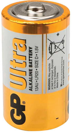 Батарейки GP Ultra, D (LR20, 13А), алкалиновые, КОМПЛЕКТ 2 шт., блистер, 13AU-CR2