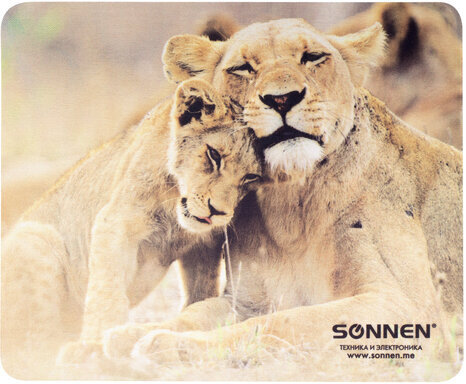 Коврик для мыши SONNEN "LIONS", резина + ткань, 220х180х3 мм, 513310