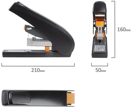 Степлер ЭНЕРГОСБЕРЕГАЮЩИЙ МОЩНЫЙ №24/6-23/13 BRAUBERG "Easy Press", до 100 листов, БЕЗ УСИЛИЙ, 224350