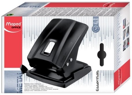 Дырокол MAPED (Франция) "Essentials", металлический, большой, на 45 листов, черный, 404411