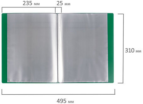 Папка 40 вкладышей STAFF, зеленая, 0,5 мм, 225703
