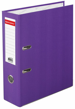 Папка-регистратор BRAUBERG с покрытием из ПВХ, 80 мм, с уголком, фиолетовая (удвоенный срок службы), 227200