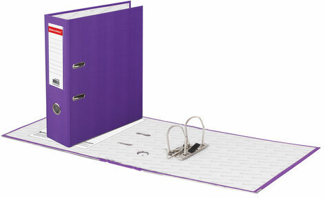Папка-регистратор BRAUBERG с покрытием из ПВХ, 80 мм, с уголком, фиолетовая (удвоенный срок службы), 227200