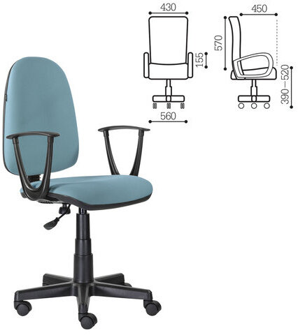 Кресло BRABIX "Prestige Start MG-312", эргономичная спинка, ткань, бирюзовое, 531921