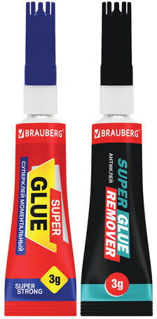 Клей моментальный Суперклей 5 шт. по 3 г + "Антиклей" в подарок, BRAUBERG EXTRA, 608107, HC-6R