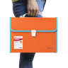 Папка-портфель пластиковая BRAUBERG "JOY", А4 (330х245х35 мм), 13 отделений, с окантовкой, оранжевая, 227975