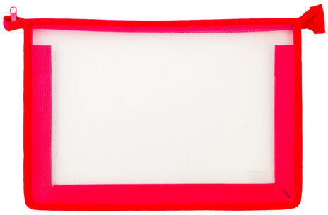 Папка для тетрадей А4 ПИФАГОР, пластик, молния сверху, прозрачная, красная, 228208
