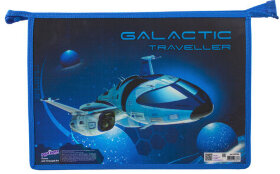 Папка для тетрадей ЮНЛАНДИЯ А4, 1 отделение, пластик, молния сверху, "Galactic traveller", 229105