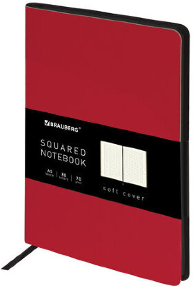 Блокнот А5 (148x218 мм), BRAUBERG &quot;Metropolis Mix&quot;, под кожу, 80 л., клетка, красный, 111039