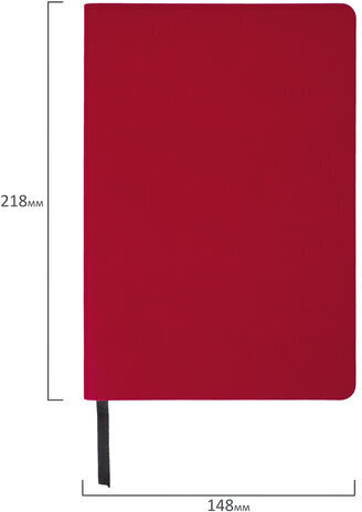 Блокнот А5 (148x218 мм), BRAUBERG "Metropolis Mix", под кожу, 80 л., клетка, красный, 111039