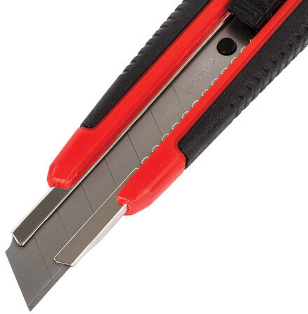 Нож канцелярский 18 мм BRAUBERG "Universal", 3 лезвия в комплекте, автофиксатор, резиновые вставки, 230919