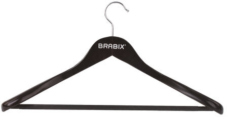 Вешалка-плечики, размер 48-50, деревянная, анатомическая, перекладина, цвет шоколад, BRABIX "Люкс", 601165