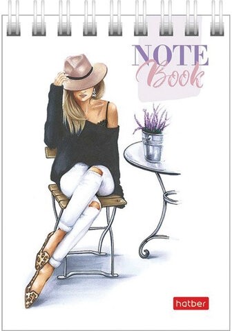 Блокнот МАЛЫЙ ФОРМАТ (75х105 мм) А7, 60 л., гребень, картон, клетка, HATBER "Happy time", 60Б7В1гр