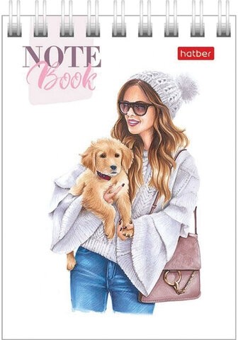 Блокнот МАЛЫЙ ФОРМАТ (75х105 мм) А7, 60 л., гребень, картон, клетка, HATBER "Happy time", 60Б7В1гр