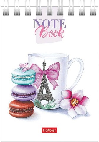 Блокнот МАЛЫЙ ФОРМАТ (75х105 мм) А7, 60 л., гребень, картон, клетка, HATBER "Happy time", 60Б7В1гр