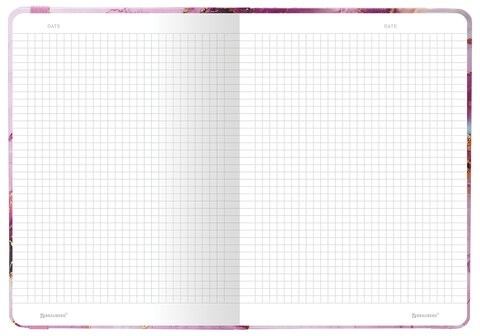 Блокнот с резинкой в клетку 96 л., А5 (145х203 мм), твердая обложка с фольгой, BRAUBERG, "Мрамор", 113731