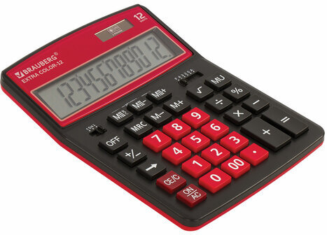 Калькулятор настольный BRAUBERG EXTRA COLOR-12-BKWR (206x155 мм), 12 разрядов, двойное питание, ЧЕРНО-МАЛИНОВЫЙ, 250479