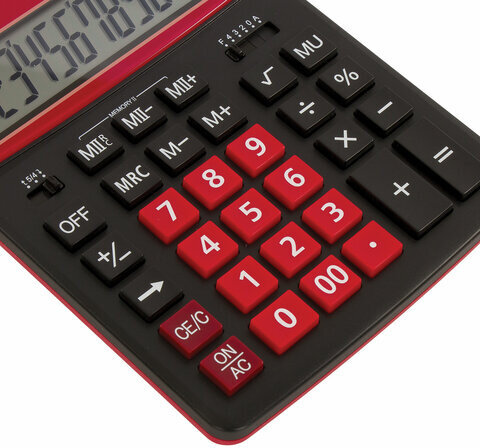 Калькулятор настольный BRAUBERG EXTRA COLOR-12-BKWR (206x155 мм), 12 разрядов, двойное питание, ЧЕРНО-МАЛИНОВЫЙ, 250479