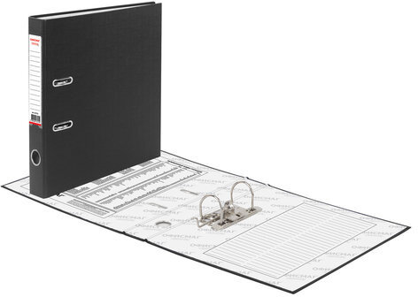 Папка-регистратор ОФИСМАГ с арочным механизмом, покрытие из ПВХ, 50 мм, черная, 225752