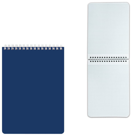 Блокнот А5 (145х212 мм), 60 л., гребень, лакированная обложка, клетка, HATBER, "Синий", 60Б5В1гр, B194072