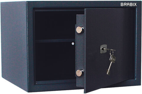 Сейф BRABIX "КМ-310", 310х430х375 мм, 20 кг, ключевой замок + полка, крепление к стене, 291166
