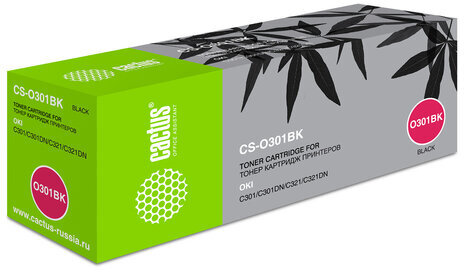 Тонер-картридж CACTUS (CS-O301BK) для OKI C301/321, черный, ресурс 2200 стр.