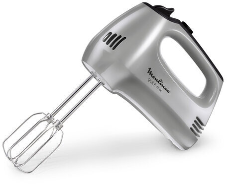 Миксер MOULINEX HM310E10, 300Вт, 5 скоростей, 2 венчика, 2 крюка для теста, серый, 8010001084