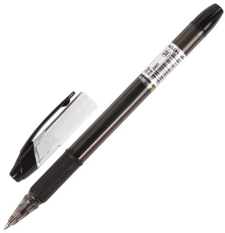 Ручка гелевая с грипом BRAUBERG "Samurai", ЧЕРНАЯ, корпус тонированный, узел 0,5 мм, линия письма 0,35 мм, 141178