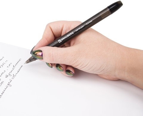 Ручка гелевая с грипом BRAUBERG "Samurai", ЧЕРНАЯ, корпус тонированный, узел 0,5 мм, линия письма 0,35 мм, 141178