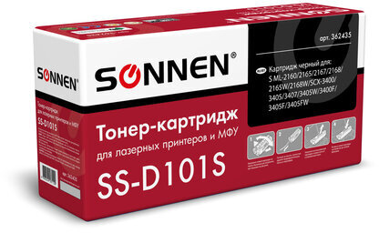Картридж лазерный SONNEN (SS-D101S) для SAMSUNG ML2160-2168/SCX-3400/05-07, ВЫСШЕЕ КАЧЕСТВО, ресурс 1500 стр., 362435