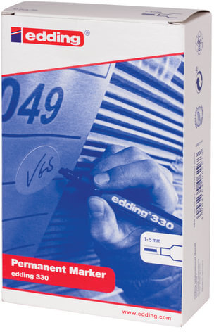 Маркер перманентный (нестираемый) EDDING 330, ЧЕРНЫЙ, скошенный наконечник, 1-5 мм, E-330/1